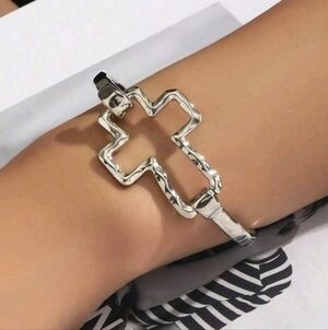 Silver Cross Cuff Bracelet - Women Jewelry
